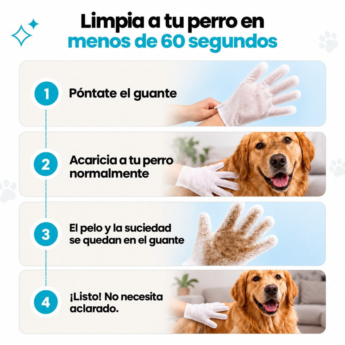 Limpia a tu perro en menos de 60 segundos